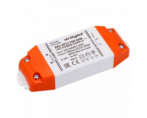 Блок питания Arlight  ARJ-SP21700-DIM (15W, 700mA, PFC, Triac)