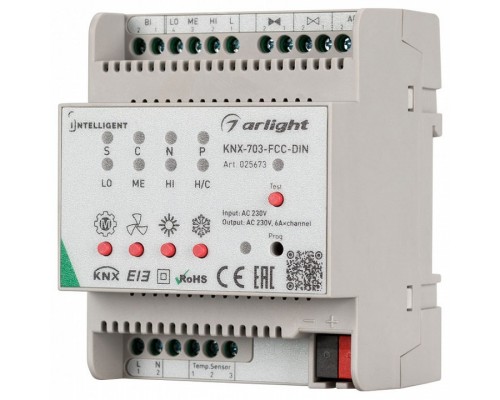 Контроллер климатический Arlight Intelligent KNX-703-FCC-DIN (230V, 3x6A)