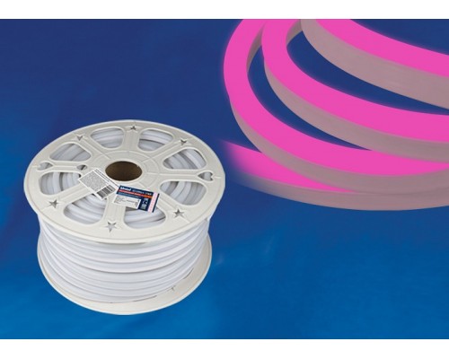 Лента светодиодная Uniel ULS-N21-2835 ULS-N21-2835-120LED/m-8mm-IP67-220V-8W/m-50M-PINK бобина