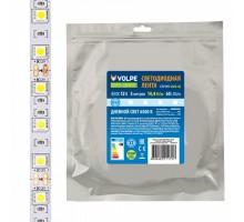 Лента светодиодная Volpe ULS-Q221 ULS-Q221 5050-60LED/m-10mm-IP20-DC12V-14,4W/m-5M-6500K катушка в герметичной упаковке